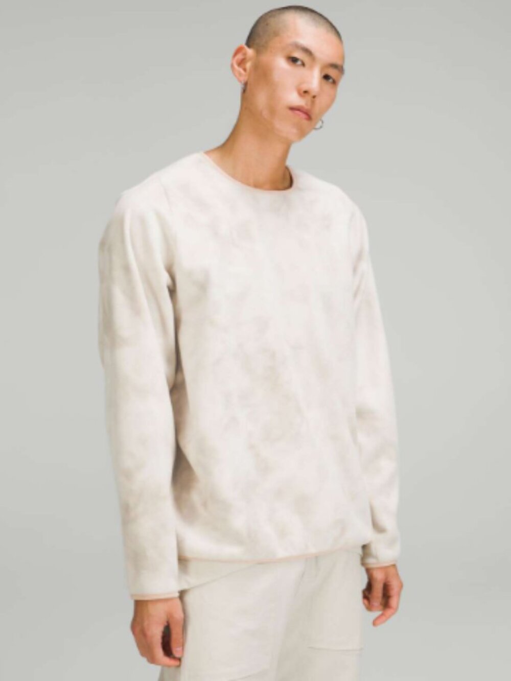 Lululemon Lab Fleece Crew Pullover Diamond Dye Ivory Cafe Men's Size Large